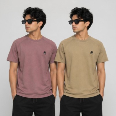 2Pcs G-Star T-Shirt (Maroon+Brown)