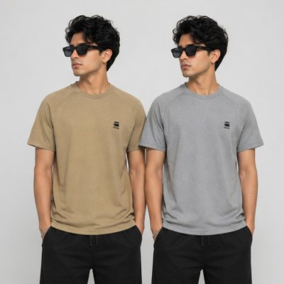 2Pcs G-Star T-Shirt (Brown+Ash)