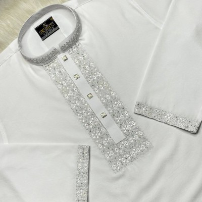 China Zaffran Stretch Panjabi (Off-White)