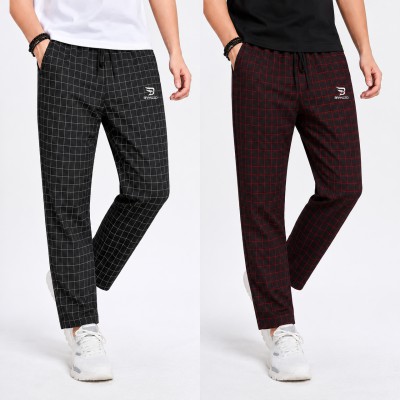 2 Pcs Stripe Trouser Combo (Black & Maroon) 444